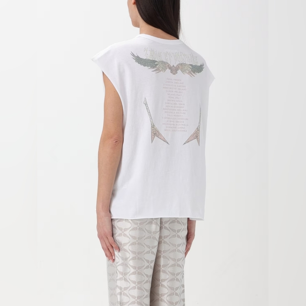 Zadig and Voltaire Cécilia Concert Diamanté Tank Top White Size Large - Picture 2 of 8